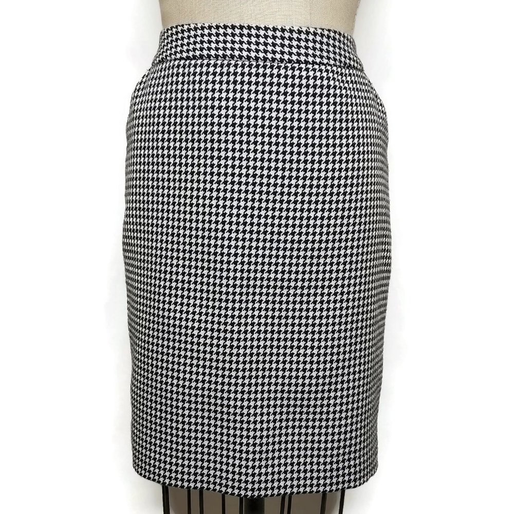 Petite Sophisticate Pencil Skirt 4P Pockets Houndstooth Check Woven Lined